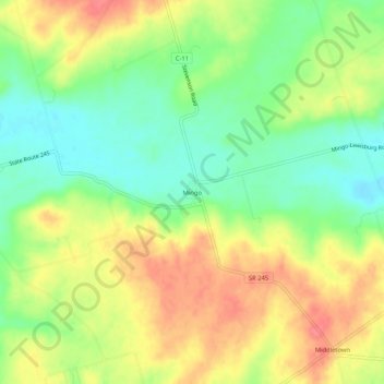 Mapa topográfico Mingo, altitude, relevo