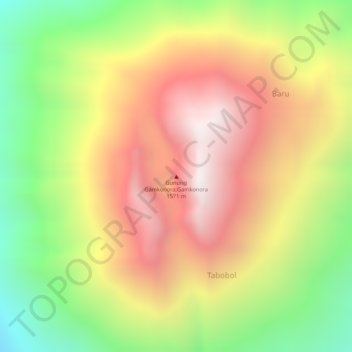 Mapa topográfico Mount Gamkonora, altitude, relevo