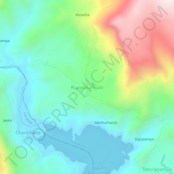 Mapa topográfico Rupasccahuasi, altitude, relevo