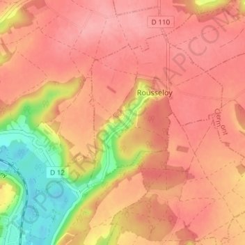 Mapa topográfico Flandre, altitude, relevo