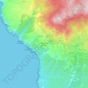 Mapa topográfico Figueira do Guincho, altitude, relevo