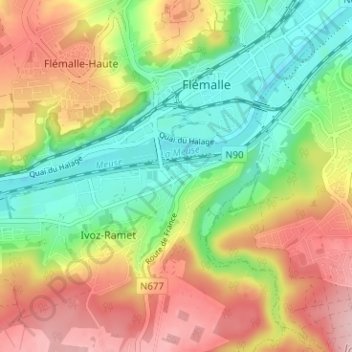 Mapa topográfico Ivoz, altitude, relevo