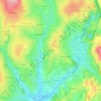 Mapa topográfico Montailloux, altitude, relevo