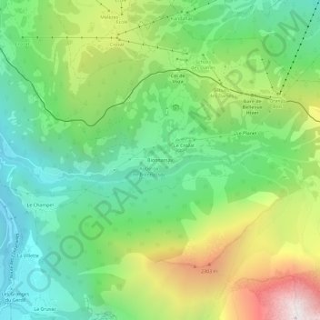 Mapa topográfico Bionnassay, altitude, relevo