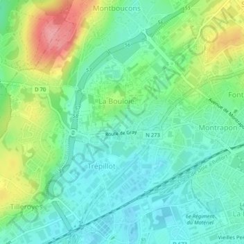 Mapa topográfico Armoise pontique, altitude, relevo