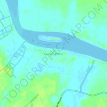 Mapa topográfico Kuala Panduk, altitude, relevo