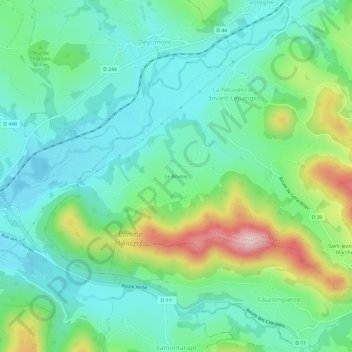 Mapa topográfico Le Boulay, altitude, relevo