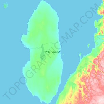 Mapa topográfico Wales Island, altitude, relevo