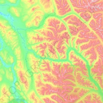 Mapa topográfico Big Salmon River, altitude, relevo