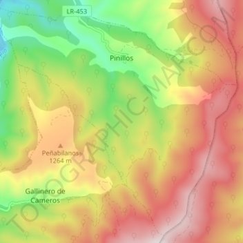 Mapa topográfico Pinillos, altitude, relevo