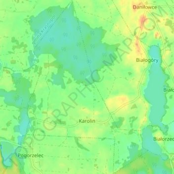 Mapa topográfico Karolin, altitude, relevo