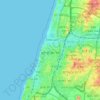 Mapa topográfico תל אביב-יפו, altitude, relevo