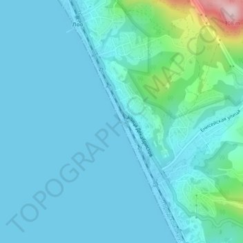 Mapa topográfico Пляж санатория Магадан, altitude, relevo