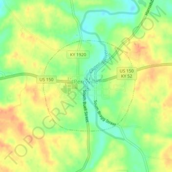 Mapa topográfico Perryville, altitude, relevo