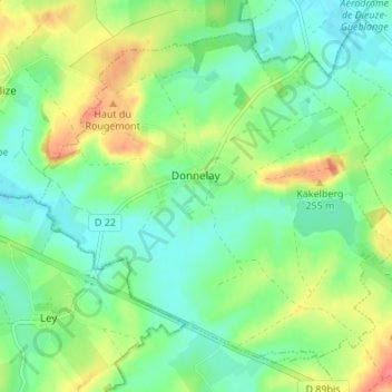 Mapa topográfico Donnelay, altitude, relevo