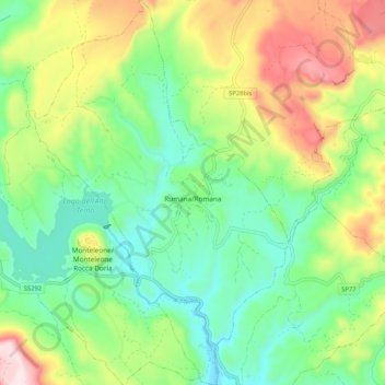 Mapa topográfico Rumana/Romana, altitude, relevo