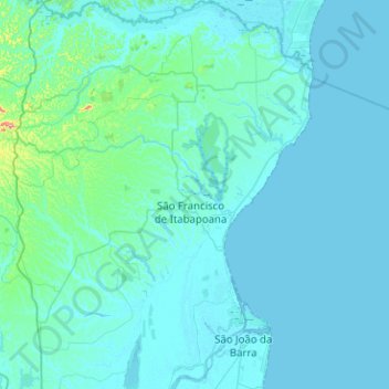 Mapa topográfico São Francisco de Itabapoana, altitude, relevo