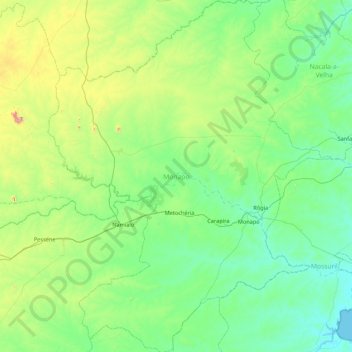 Mapa topográfico Monapo, altitude, relevo