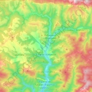 Mapa topográfico Ezcároz, altitude, relevo