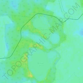 Mapa topográfico Среднее оз., altitude, relevo