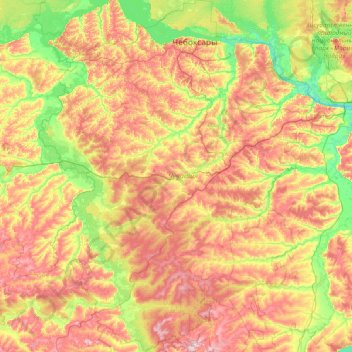 Mapa topográfico Чувашия, altitude, relevo