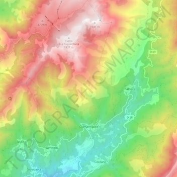 Mapa topográfico Ciamannacce, altitude, relevo