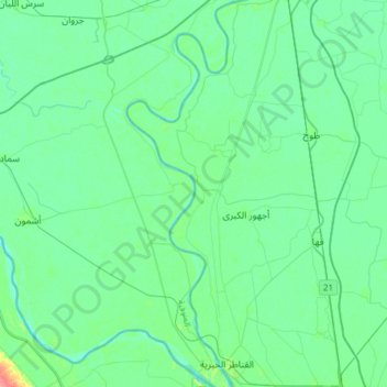 Mapa topográfico Nilo, altitude, relevo