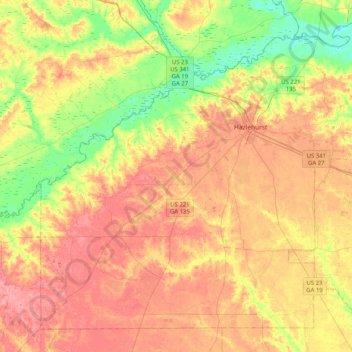 Mapa topográfico Jeff Davis County, altitude, relevo