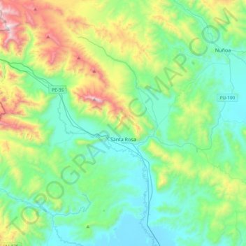 Mapa topográfico Santa Rosa, altitude, relevo