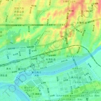 Mapa topográfico Xiaowan Subdistrict, altitude, relevo