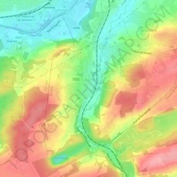 Mapa topográfico Falisolle, altitude, relevo