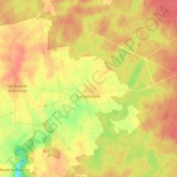 Mapa topográfico La Forestière, altitude, relevo