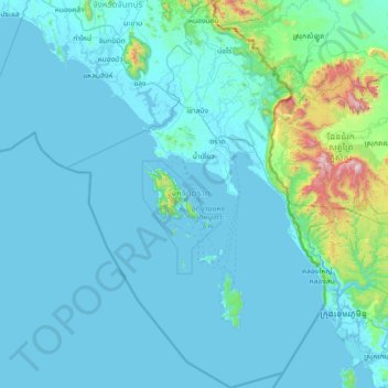 Mapa topográfico Trat, altitude, relevo