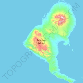Mapa topográfico Rendova Island, altitude, relevo