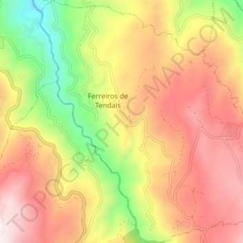Mapa topográfico Ferreiros de Tendais, altitude, relevo