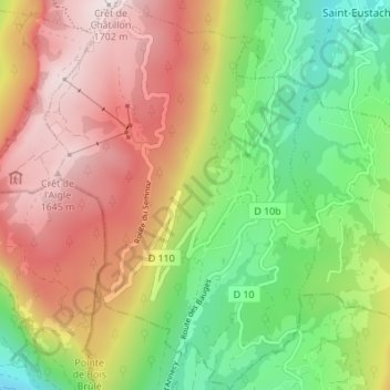 Mapa topográfico Leschaux, altitude, relevo