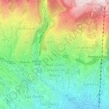 Mapa topográfico Imaculado Coração de Maria, altitude, relevo