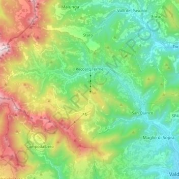 Mapa topográfico Recoaro Terme, altitude, relevo