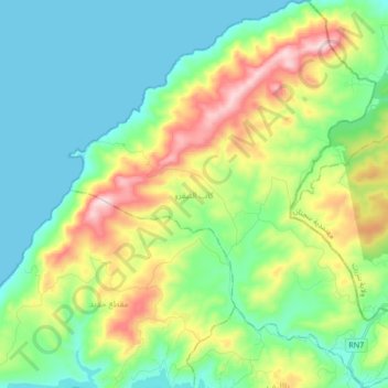 Mapa topográfico Cap Negro, altitude, relevo