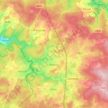 Mapa topográfico Villance, altitude, relevo