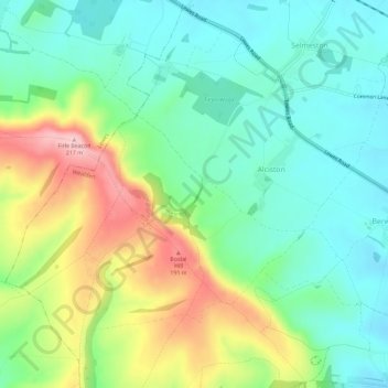 Mapa topográfico Alciston, altitude, relevo