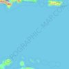 Mapa topográfico Nederlandse Cariben, altitude, relevo