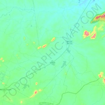 Mapa topográfico Janduís, altitude, relevo