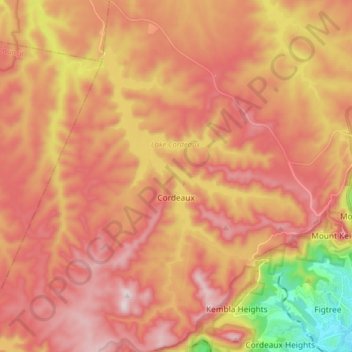 Mapa topográfico Cordeaux, altitude, relevo
