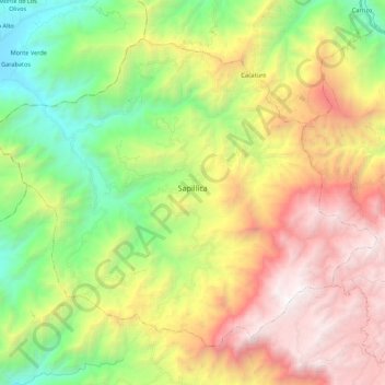 Mapa topográfico Sapillica, altitude, relevo