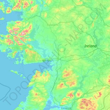 Mapa topográfico County Galway, altitude, relevo