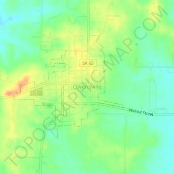 Mapa topográfico Owensville, altitude, relevo