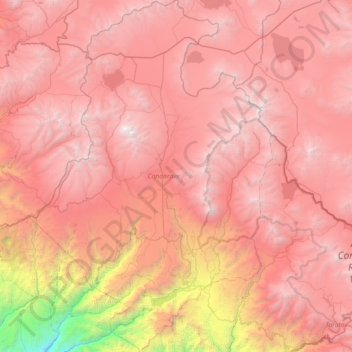 Mapa topográfico Candarave, altitude, relevo