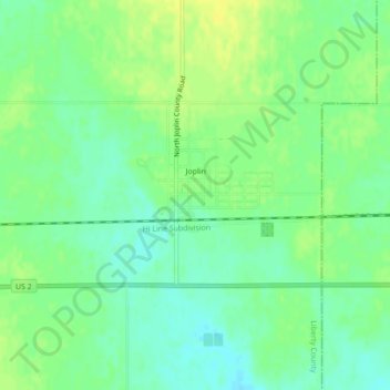 Mapa topográfico Joplin, altitude, relevo