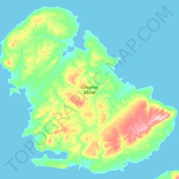 Mapa topográfico Cameron Island, altitude, relevo